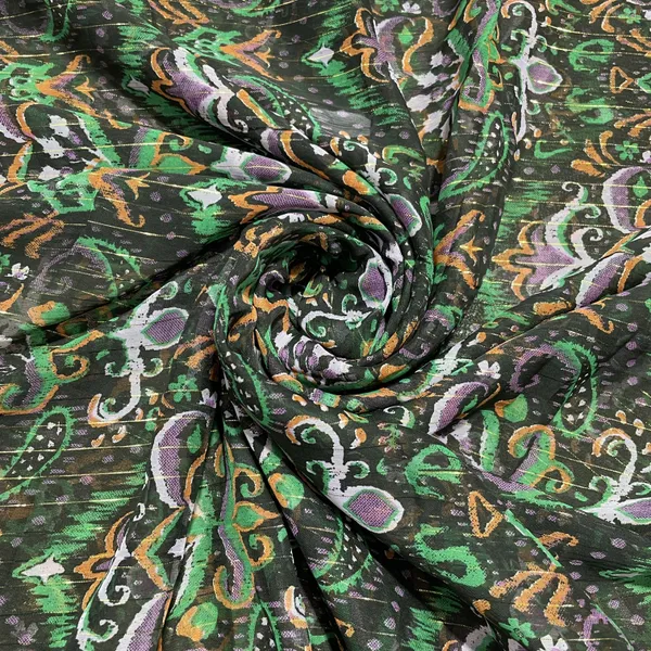 Premium_Green_Black_Ikkat_Print_Chiffon_Fabric_Default_Title