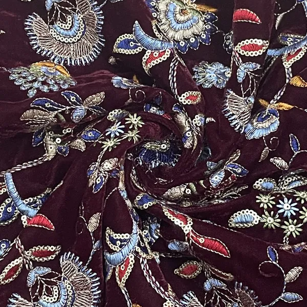 Classic_Maroon_Floral_Sequins_Embroidery_Velvet_Fabric_Default_Title