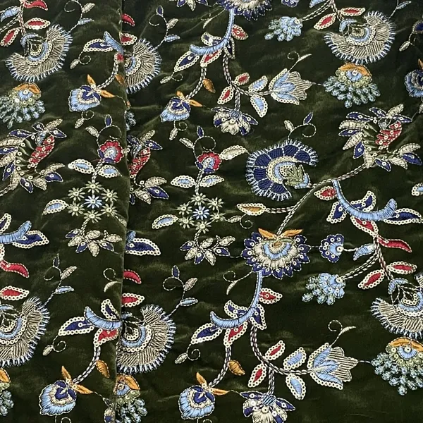 Classic_Green_Floral_Sequins_Embroidery_Velvet_Fabric_Default_Title