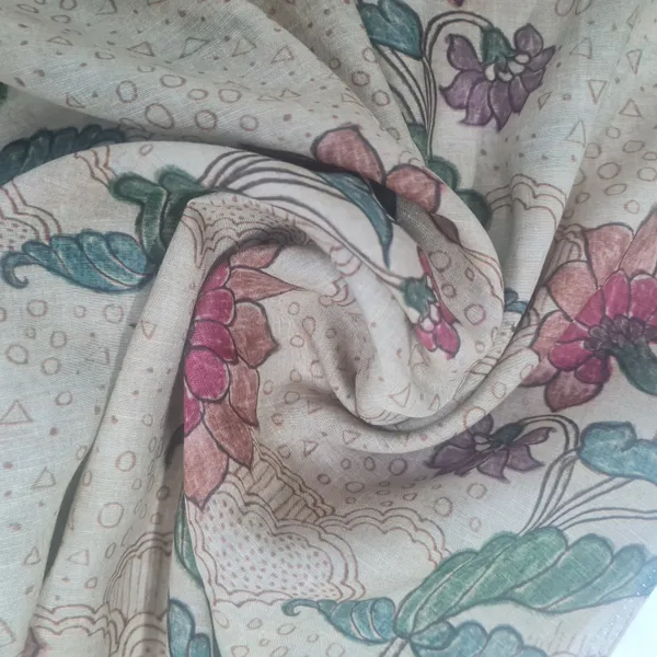 Creame_Floral_Print_Linen_Organza_Fabric_Default_Title