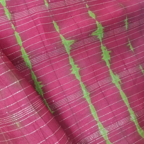 Red_Dark_Green_Shibhori_With_Lurex_Silk_Fabric_Default_Title