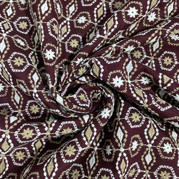 Maroon_Thread_Embroidery_Cotton_Fabric_Default_Title