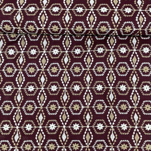 Maroon_Thread_Embroidery_Cotton_Fabric_Default_Title