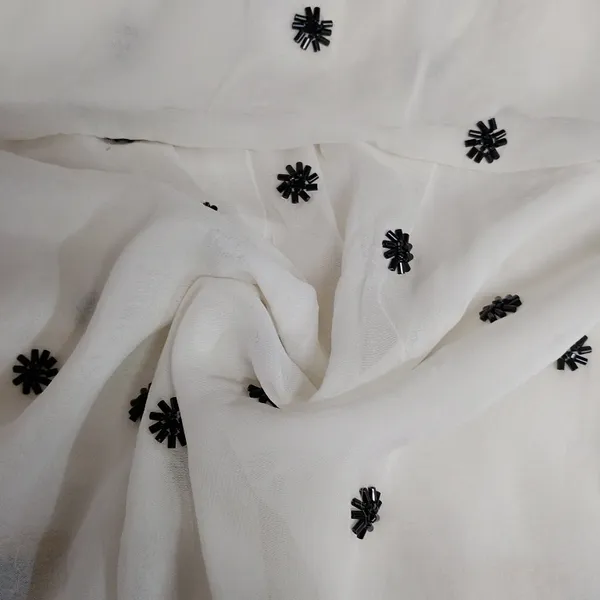 White_Cutdana_Floral_Embroidery_Georgette_Fabric_Default_Title