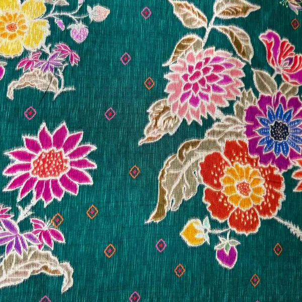 Dark_Green_Floral_Print_Tusser_Silk_Fabric_20359_Default_Title