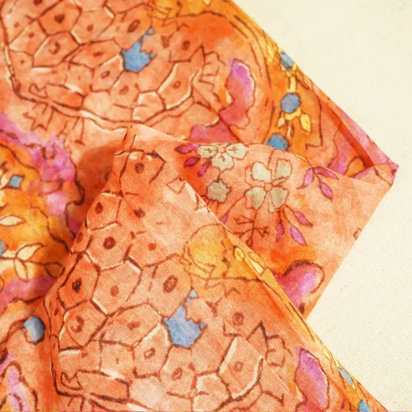 Orange_Multicolor_Floral_Print_Cotton_Mulmul_Fabric_Gt_25439_Default_Title