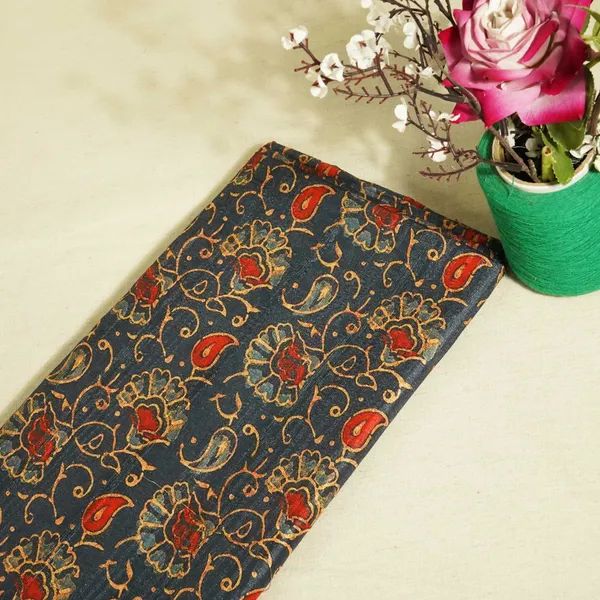 Blue_Multicolor_Floral_Print_Tusser_Silk_Kc_9698_Default_Title