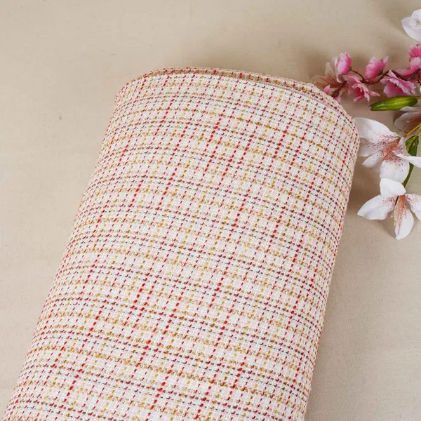 Peach_Red_Check_Lurex_Tweed_Fabric_Ei_27934_Default_Title