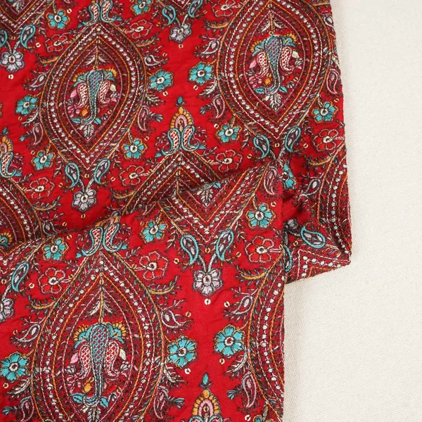 Red_Kashmiri_Embroidery_Raw_Silk_Fabric_Dr_28219_Default_Title