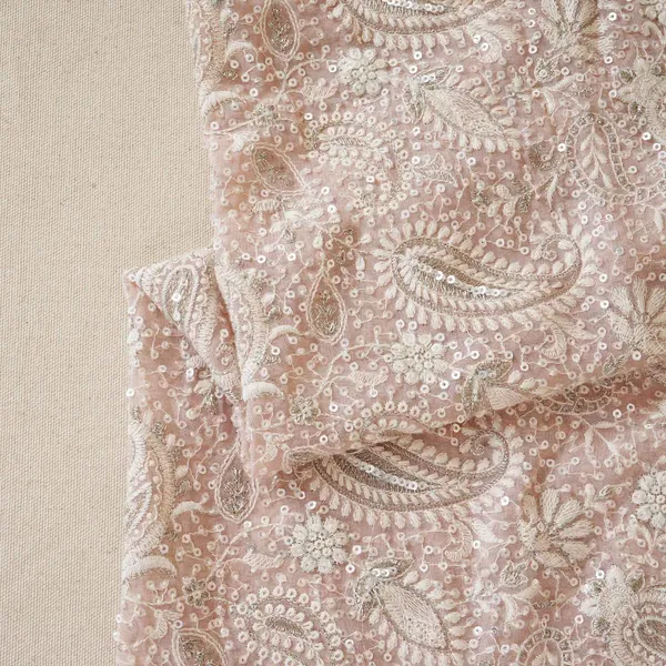 Peach_Pink_Paisley_Sequins_Embroidery_Chikankari_Georgette_Fabric_Dr_28275_Default_Title