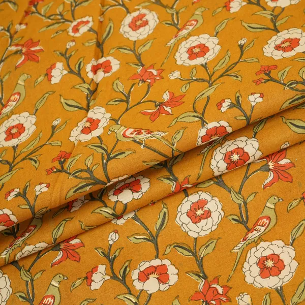 Mustard_Parrot_Foil_Print_Cotton_Fabric_Pb_29705_Default_Title
