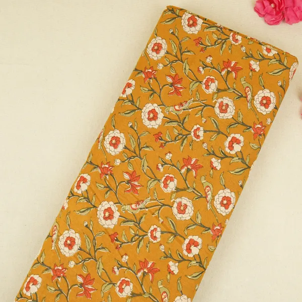 Mustard_Parrot_Foil_Print_Cotton_Fabric_Pb_29705_Default_Title