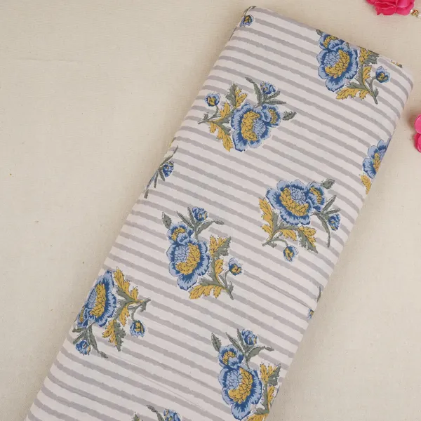 Off_White_Blue_Floral_Stripes_Print_Cotton_Fabric_Pb_29733_Default_Title