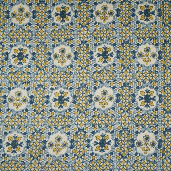 Blue_Yellow_Mosaic_Floral_Print_Cotton_Fabric_Pb_29741_Default_Title