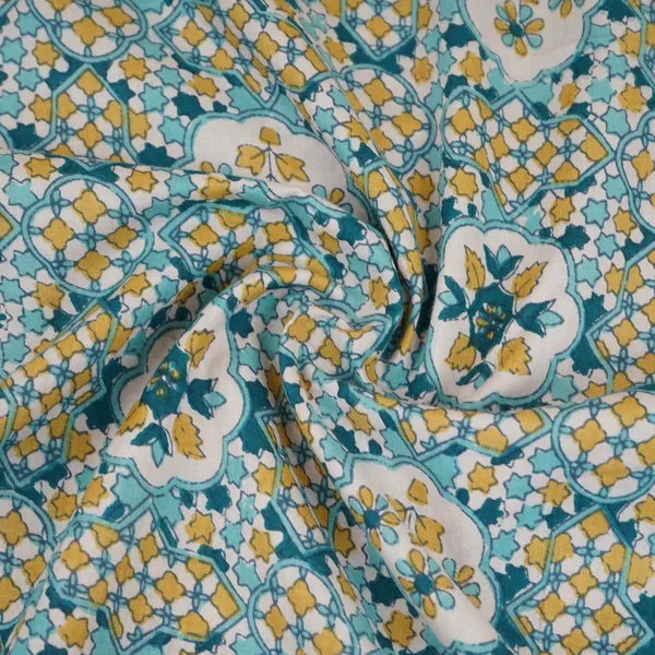 Yellow_Blue_Mosaic_Floral_Print_Cotton_Fabric_Pb_29744_Default_Title