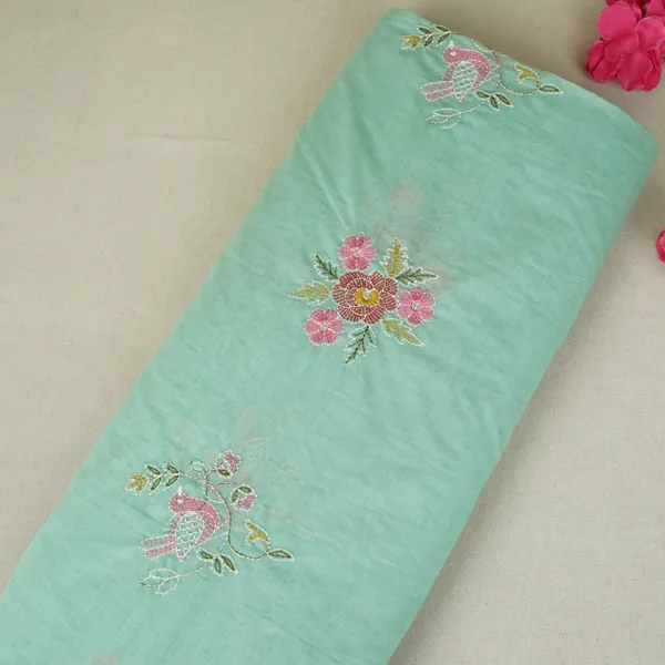 Sea_Green_Floral_Embroidery_Mul_Chanderi_Fabric_Dc_29916_Default_Title