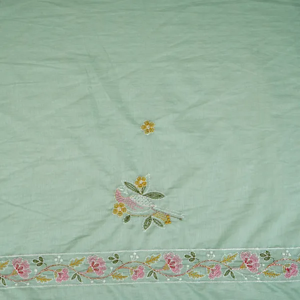 Sea_Green_Floral_Border_Embroidery_Mul_Chanderi_Fabric_Dc_29917_Default_Title