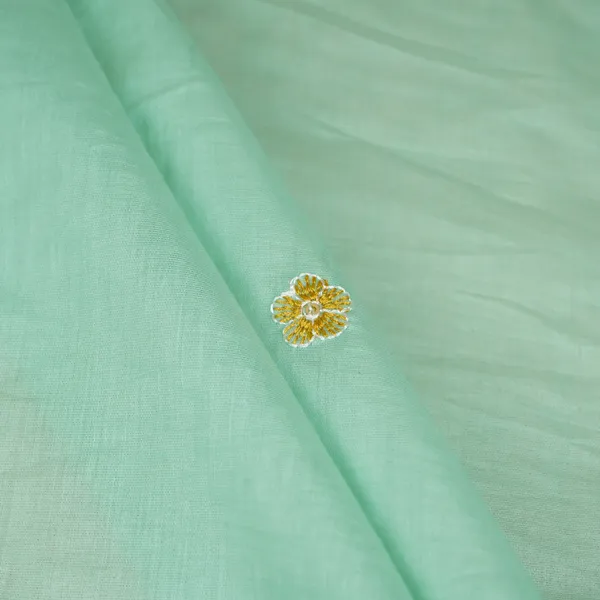 Sea_Green_Floral_Border_Embroidery_Mul_Chanderi_Fabric_Dc_29917_Default_Title