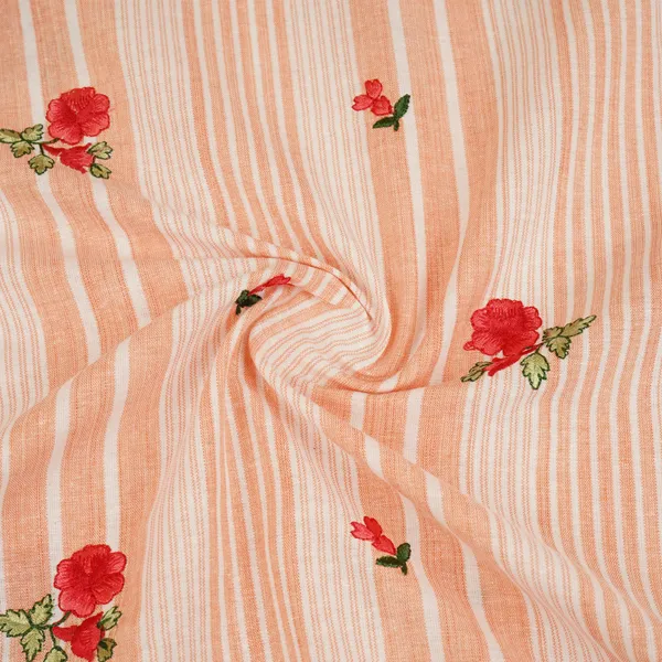 Peach_White_Stripes_Floral_Embroidery_South_Cotton_Fabric_Gts_30262_Default_Title
