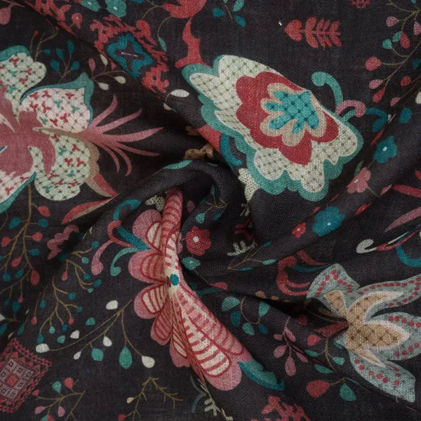 Black_Floral_Print_Cotton_Linen_Fabric_Gts_30280_Default_Title