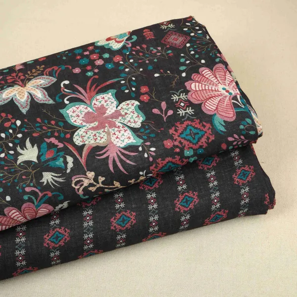 Black_Floral_Print_Cotton_Linen_Fabric_Gts_30280_Default_Title
