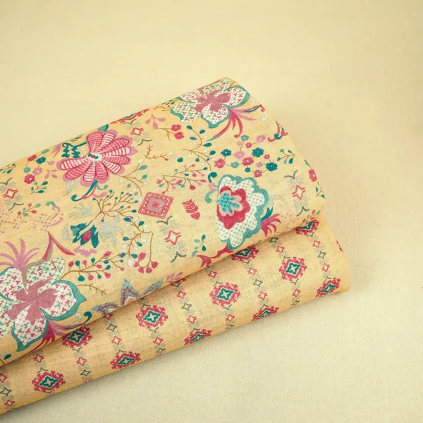 Light_Yellow_Floral_Print_Cotton_Linen_Fabric_Gts_30286_Default_Title