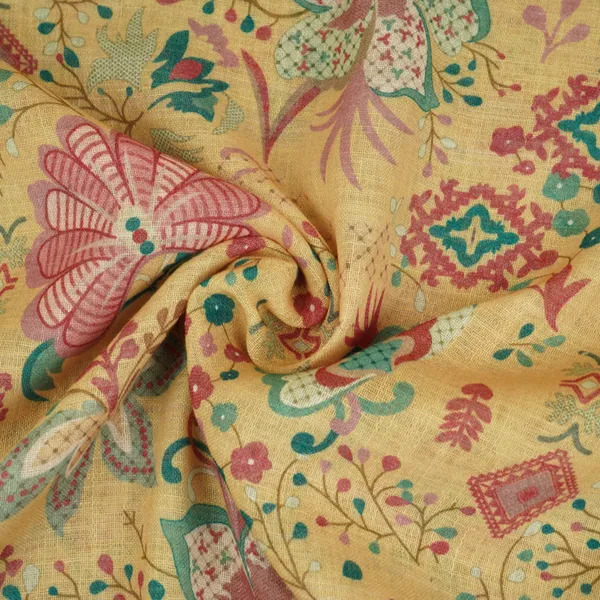 Light_Yellow_Floral_Print_Cotton_Linen_Fabric_Gts_30286_Default_Title
