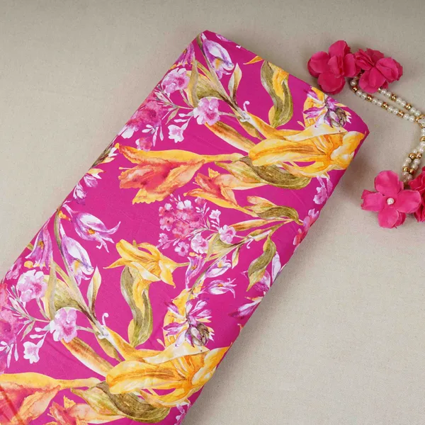Magenta_Pink_With_Yellow_Floral_Print_Cotton_Satin_Fabric_Pg_30443_Default_Title