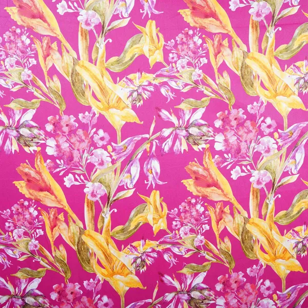 Magenta_Pink_With_Yellow_Floral_Print_Cotton_Satin_Fabric_Pg_30443_Default_Title