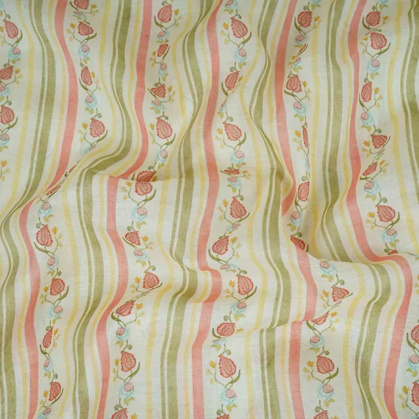 Off_White_Green_Floral_Stripes_Print_Mul_Chanderi_Fabric_Gts_30505_Default_Title