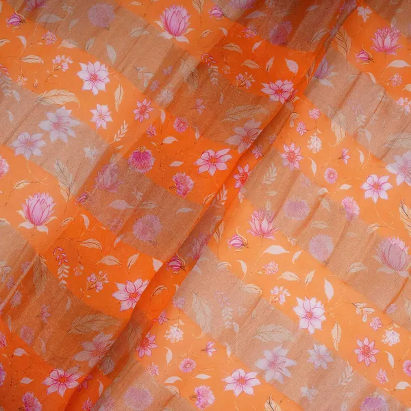 Orange_With_Golden_Stripes_Floral_Print_Organza_Tissue_Fabric_Vf_30631_Default_Title