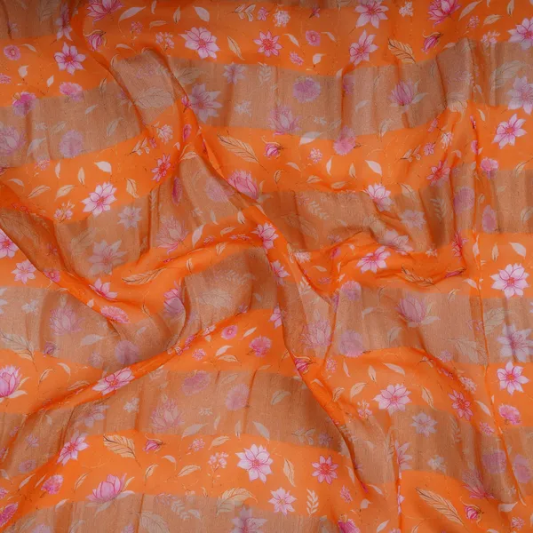 Orange_With_Golden_Stripes_Floral_Print_Organza_Tissue_Fabric_Vf_30631_Default_Title
