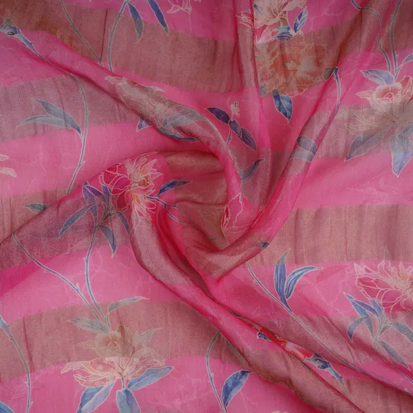 Pink_With_Golden_Stripes_Floral_Print_Organza_Tissue_Fabric_Vf_30634_Default_Title