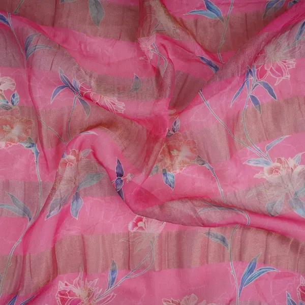 Pink_With_Golden_Stripes_Floral_Print_Organza_Tissue_Fabric_Vf_30634_Default_Title