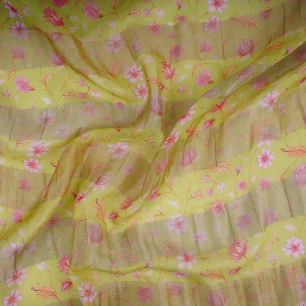 Lime_Green_With_Golden_Stripes_Floral_Print_Organza_Tissue_Fabric_Vf_30635_Default_Title