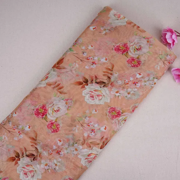 Peach_Floral_Print_Organza_Fabric_Mt_30671_Default_Title