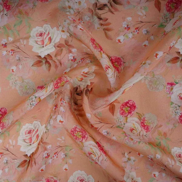 Peach_Floral_Print_Organza_Fabric_Mt_30671_Default_Title
