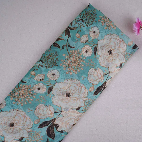 Teal_Green_Floral_Print_Organza_Fabric_Mt_30672_Default_Title