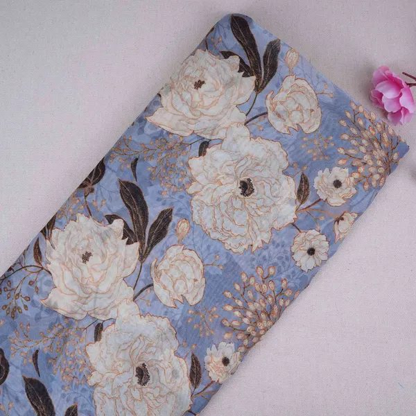 Dusty_Blue_Floral_Print_Organza_Fabric_Mt_30675_Default_Title