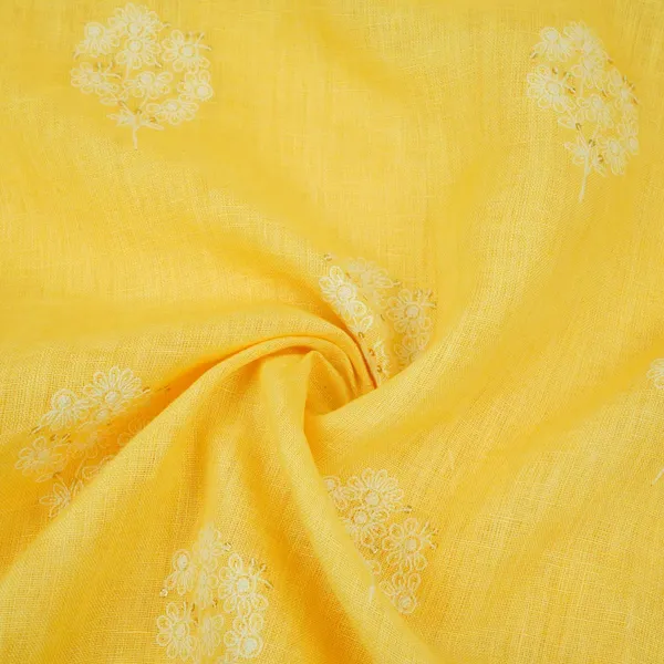 Light_Yellow_Floral_Embroidery_Pure_Linen_Fabric_Sn_31145_Default_Title