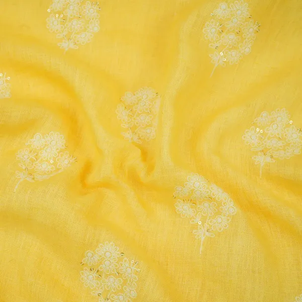 Light_Yellow_Floral_Embroidery_Pure_Linen_Fabric_Sn_31145_Default_Title