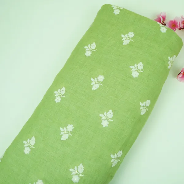 Parrot_Green_Thread_Embroidery_Pure_Linen_Fabric_Sn_31146_Default_Title