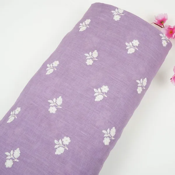 Lavender_Thread_Embroidery_Pure_Linen_Fabric_Sn_31147_Default_Title