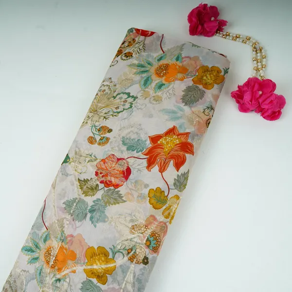 Off_White_Floral_Print_With_Jacquard_Organza_Fabric_Mt_31171_Default_Title