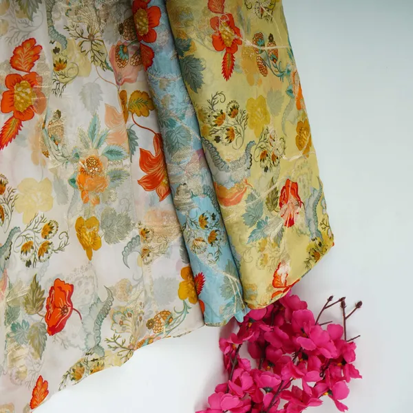 Off_White_Floral_Print_With_Jacquard_Organza_Fabric_Mt_31171_Default_Title