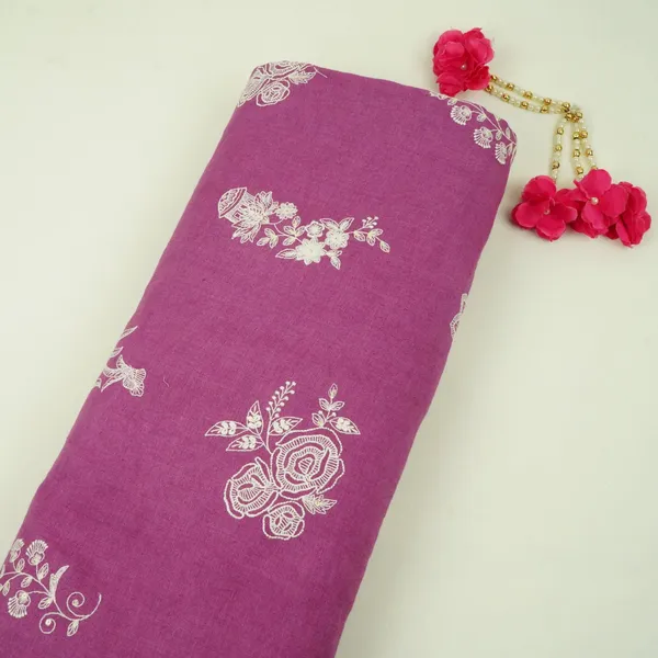 Magenta_Thread_Embroidery_Pure_Linen_Fabric_Sn_31244_Default_Title