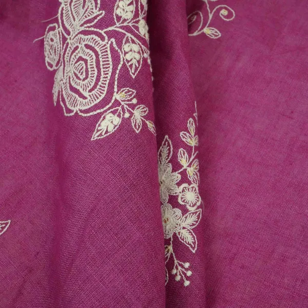 Magenta_Thread_Embroidery_Pure_Linen_Fabric_Sn_31244_Default_Title