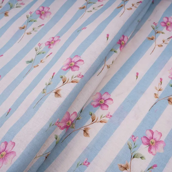 Dusty_Blue_With_Off_White_Stripes_Floral_40s_Pure_Linen_Fabric_Vf_31323_Default_Title