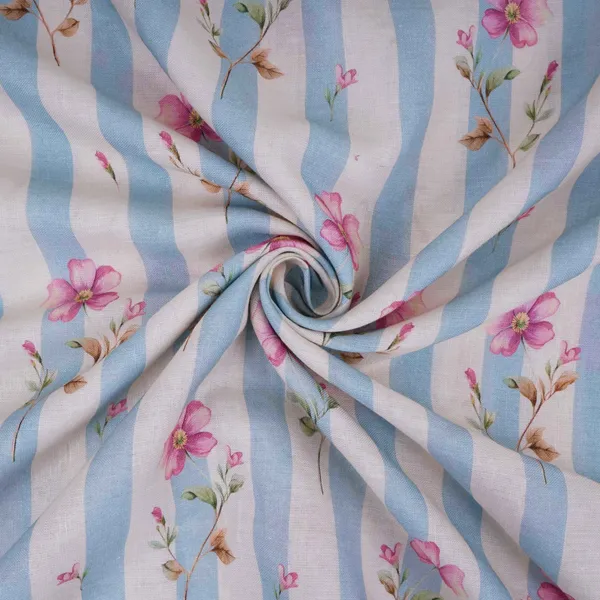 Dusty_Blue_With_Off_White_Stripes_Floral_40s_Pure_Linen_Fabric_Vf_31323_Default_Title