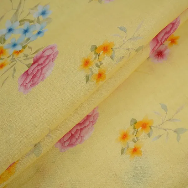 Butter_Yellow_Floral_Print_40s_Pure_Linen_Fabric_Vf_31349_Default_Title